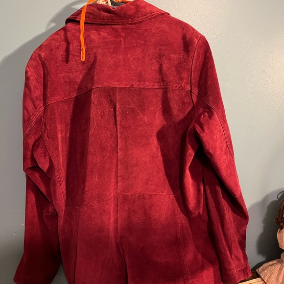 Daniel cranberry leather suede long jacket - Picture 2 of 6